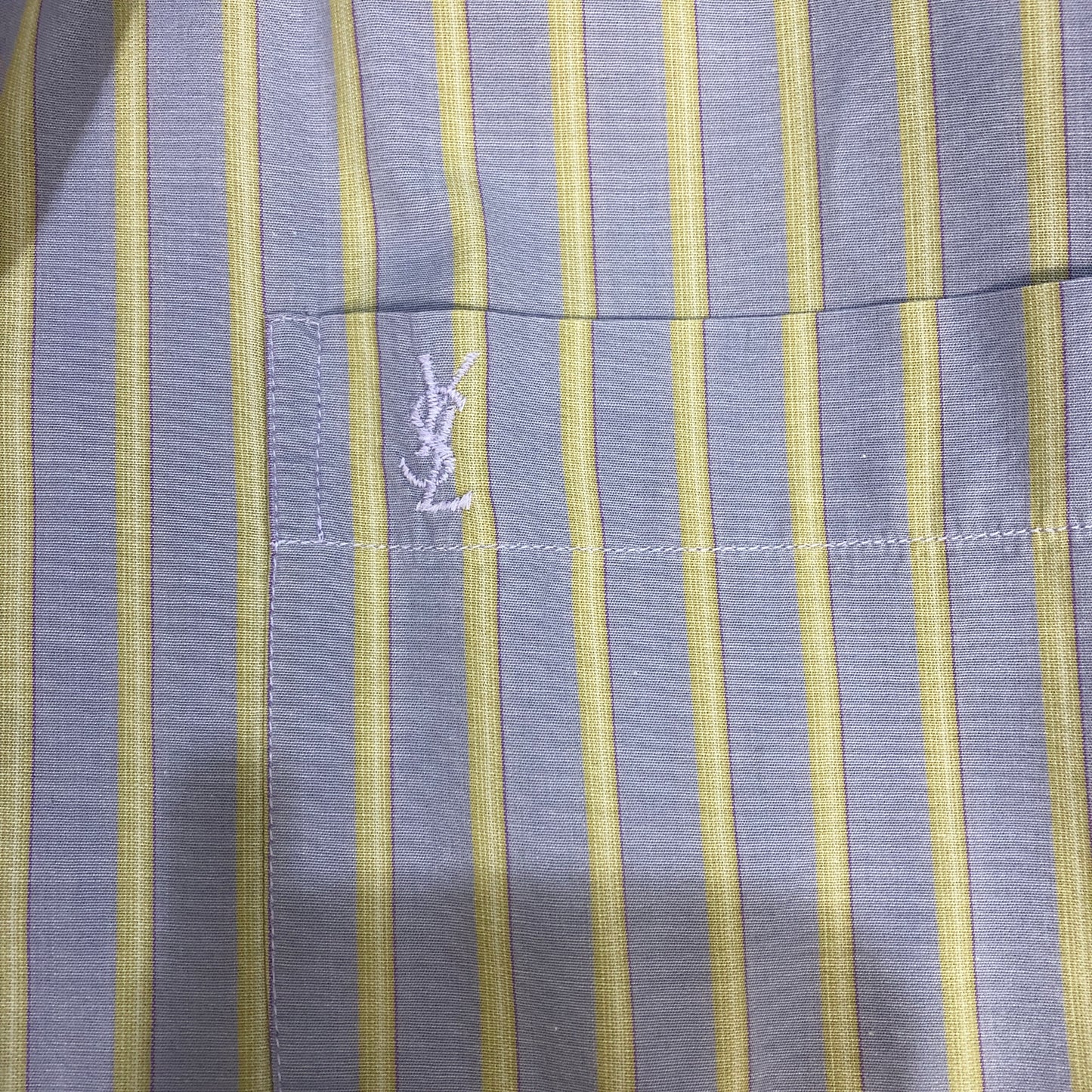 Saint Laurent Lavender & Light Yellow Striped Cotton Button-Down Shirt