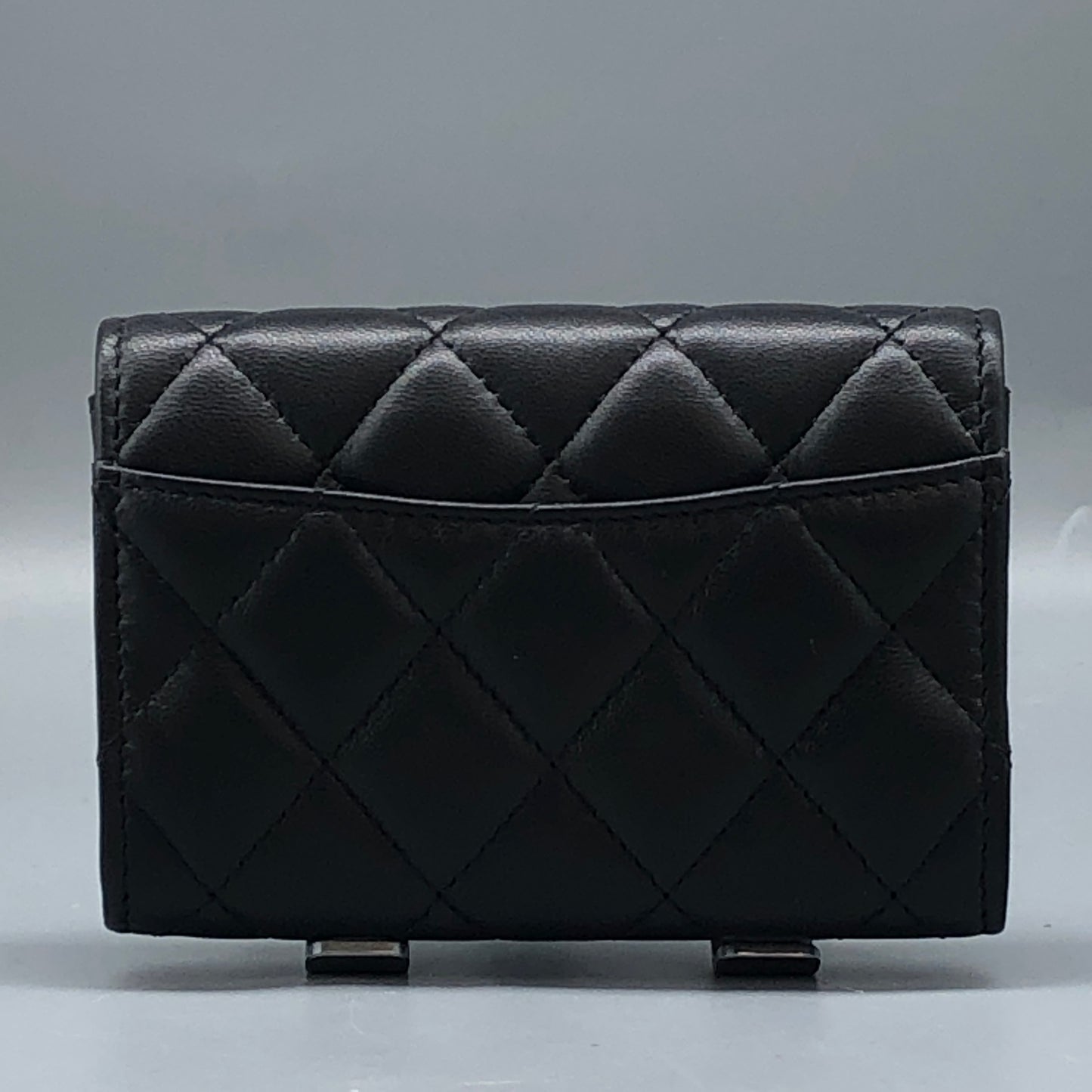 Chanel Black Quilted Lambskin Compact Wallet