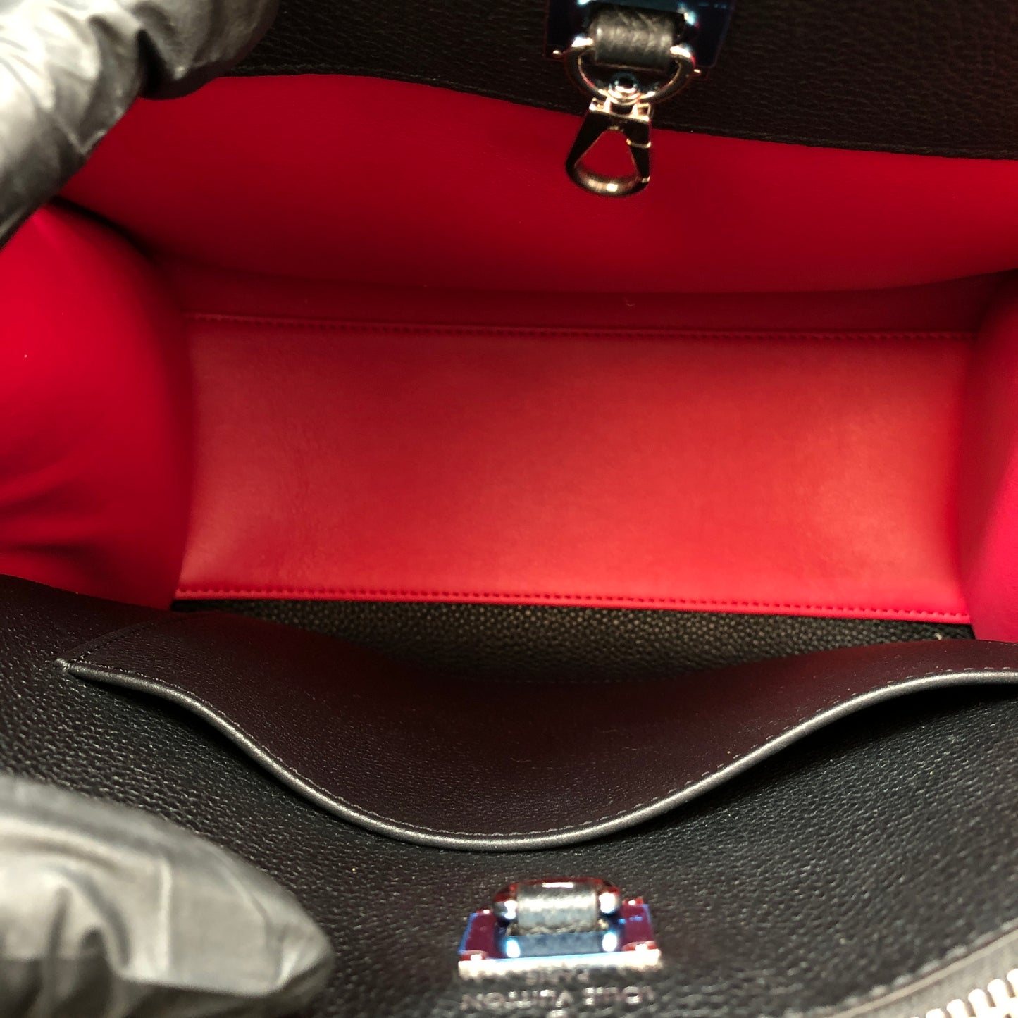 Louis Vuitton Taurillon City Steamer MM Two-Tone Taurillon Leather Handbag Hot Pink Black