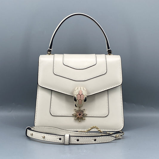 Bvlgari Serpenti Forever Limited Edition White Calfskin Top Handle Bag