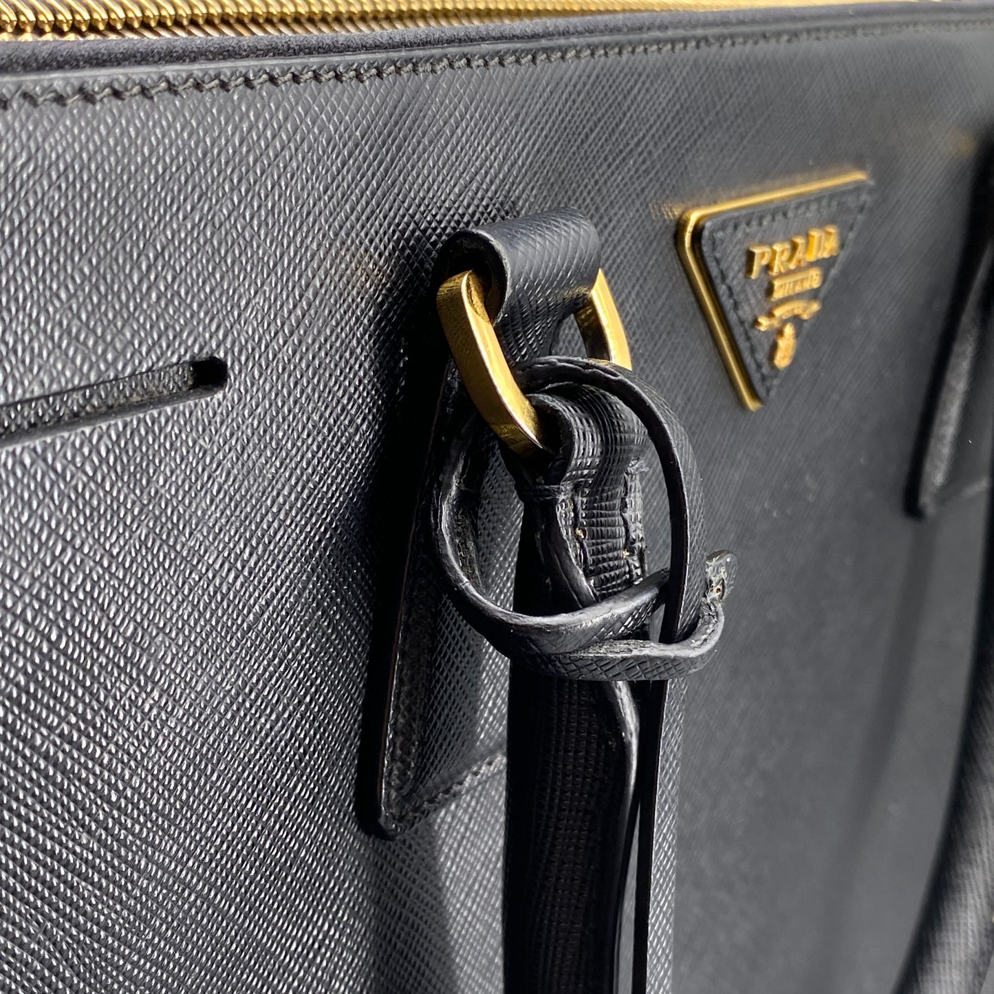 Prada Saffiano Leather  Galleria Tote Bag Black