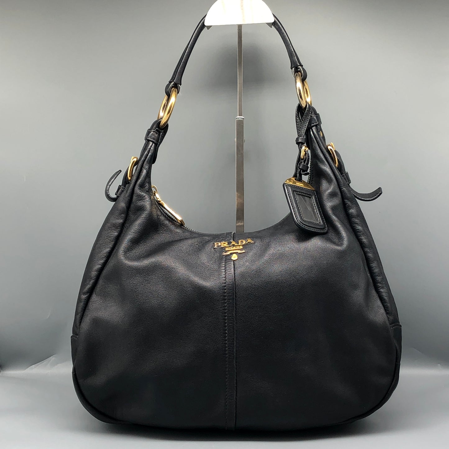 Prada Black Leather Hobo Bag