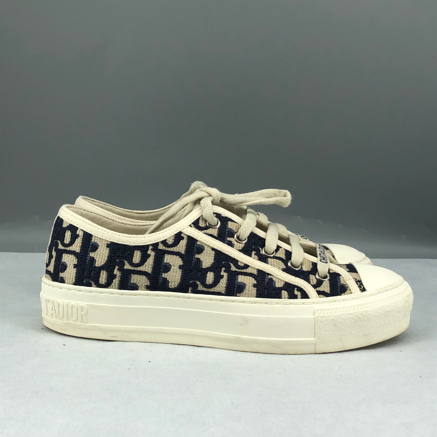 Christian Dior Women's Walk'n'Dior Oblique Canvas Sneakers Size 35 Navy/Beige