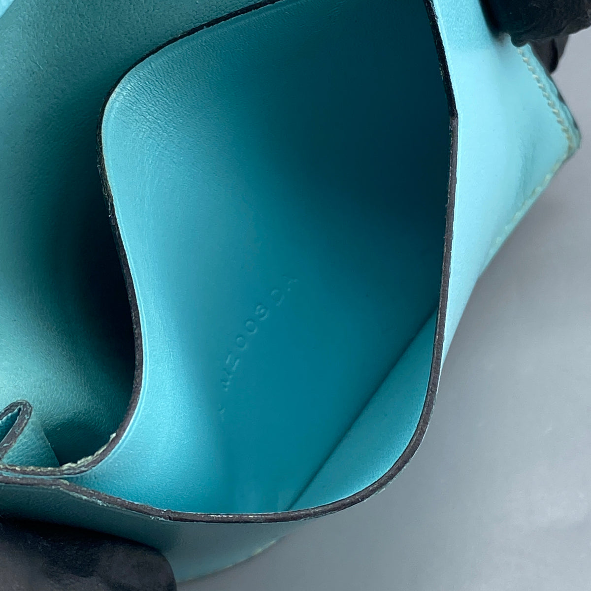 Hermes Bearn Compact card holder Tiffany Blue with Lizard leather strap