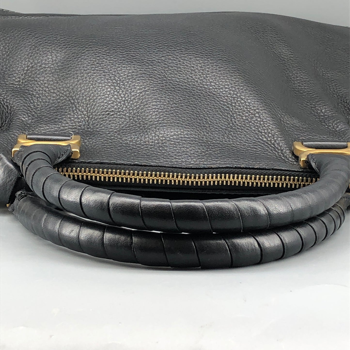 Chloe Black Marcie Large Grain Leather Tote Bag