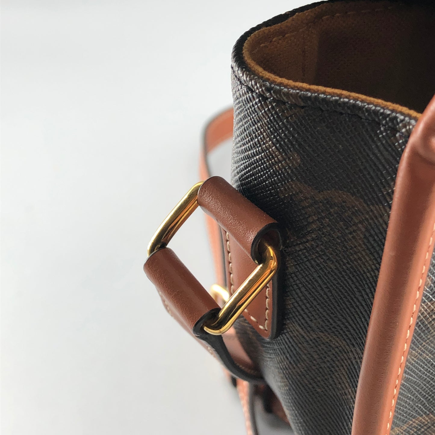 Celine Triomphe Canvas Medium Folco Crossbody Bag Dark Brown