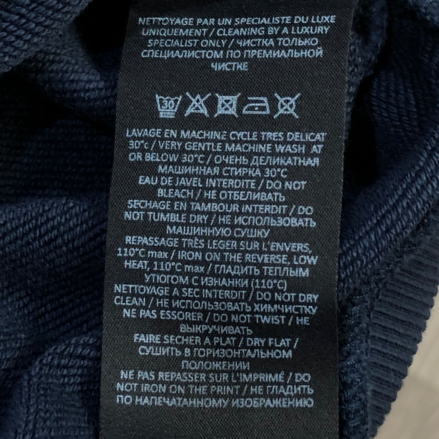 Balmain Navy Blue Logo Print Crew Neck Sweatshirt Size XXS