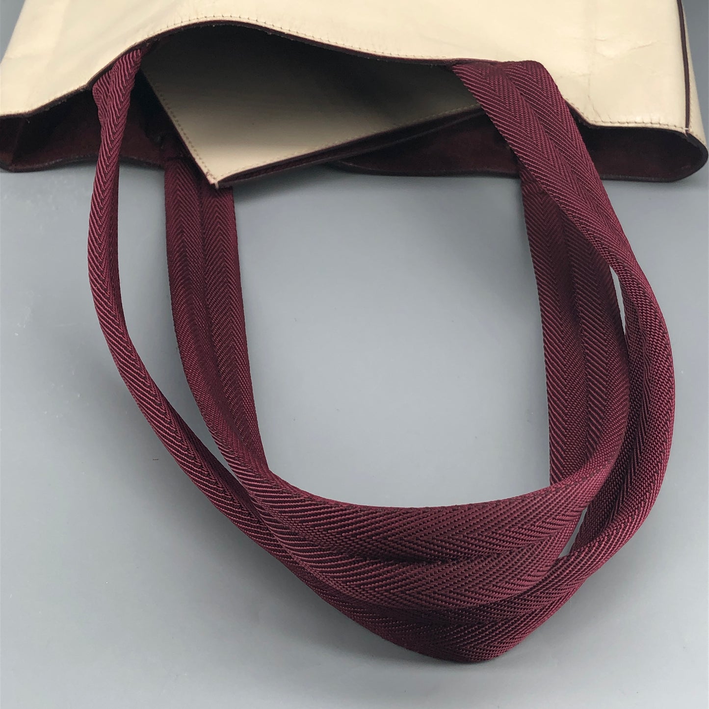 Prada Cream Leather Logo Tote Bag
