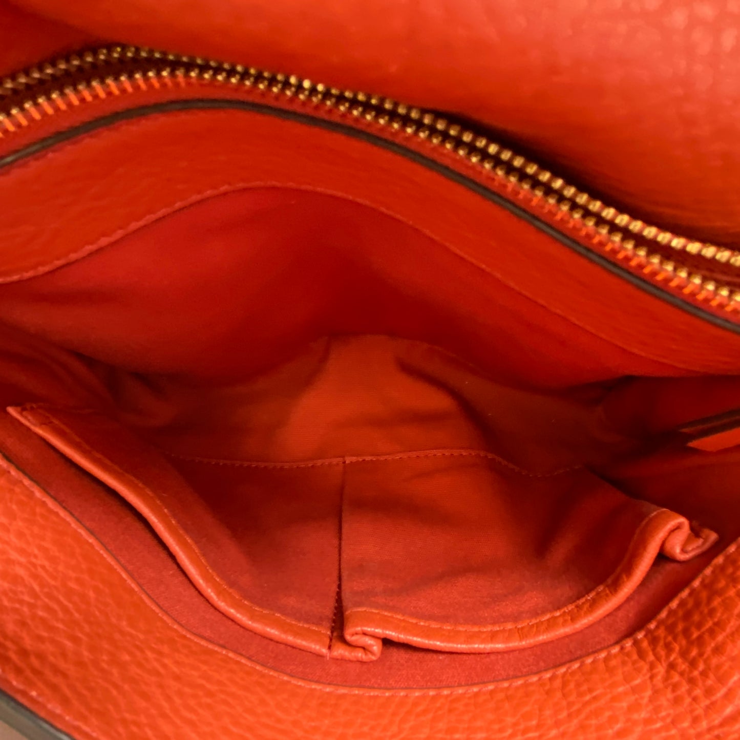 Tory Burch Orange Pebbled Leather Double T Logo Flap Chain Shoulder Bag