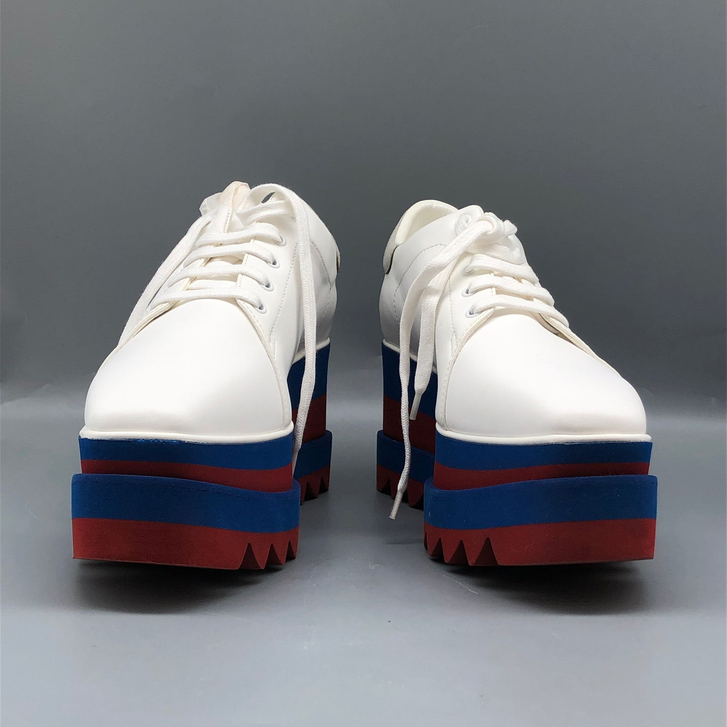 Stella McCartney White/Blue/Red Platform Sneakers Women's Shoes Size 36