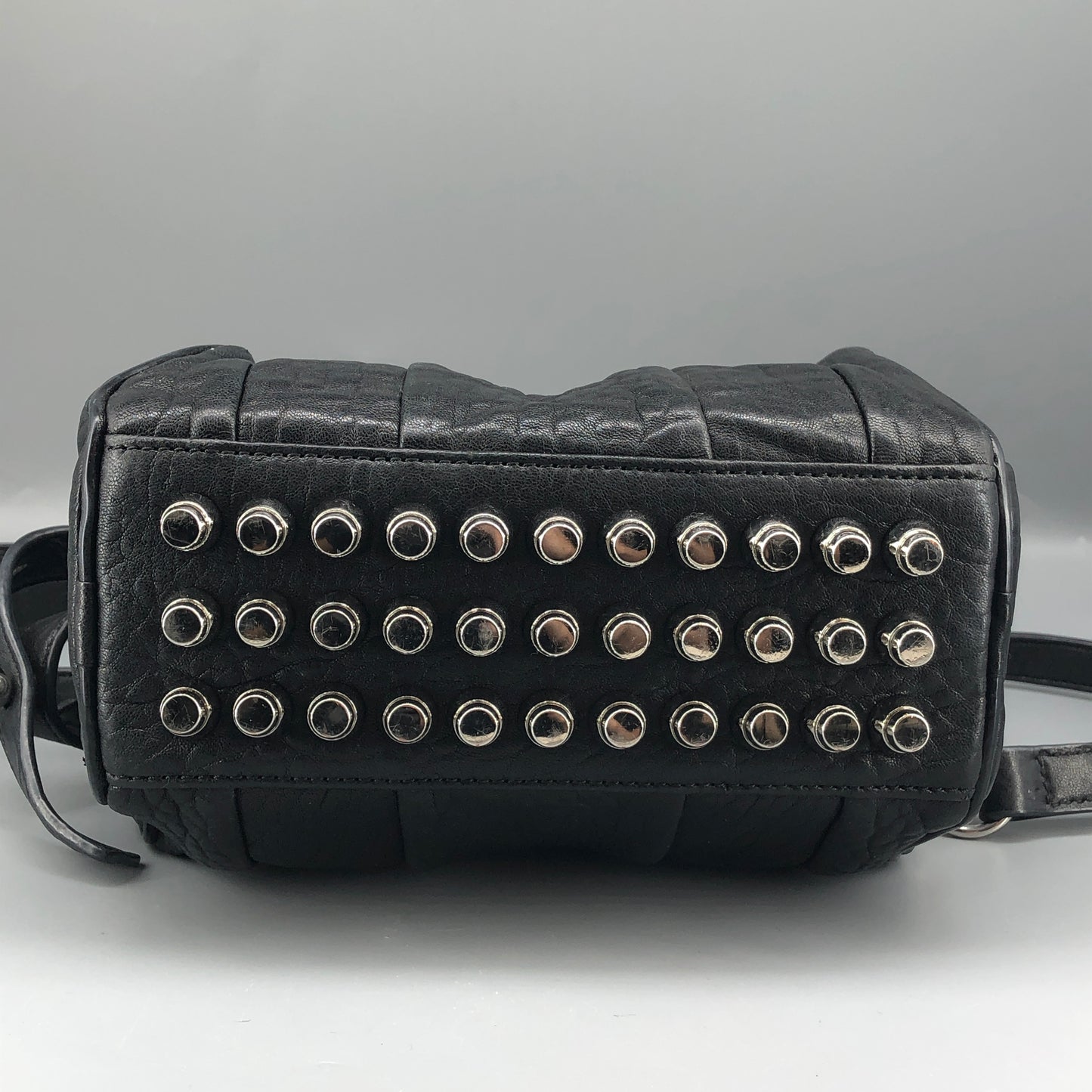 Alexander Wang Ruched Leather Studded Boston Bag Black