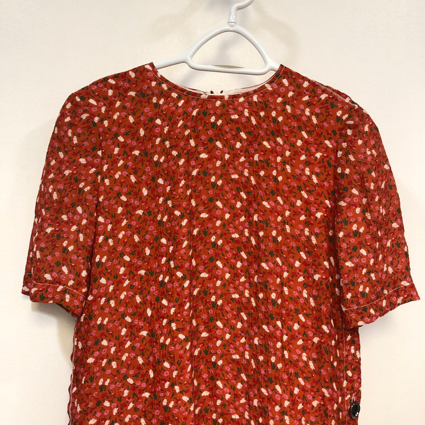 Marni Floral Print Crew Neck Short Sleeve Mini Dress Size 36 Red White Pink Green Multi-Colour
