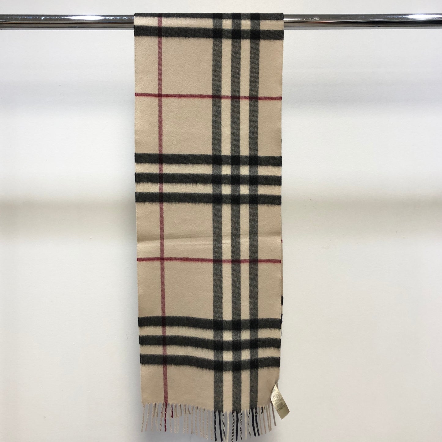 Burberry Beige Black Red Nova Check Cashmere Scarf 162×30cm