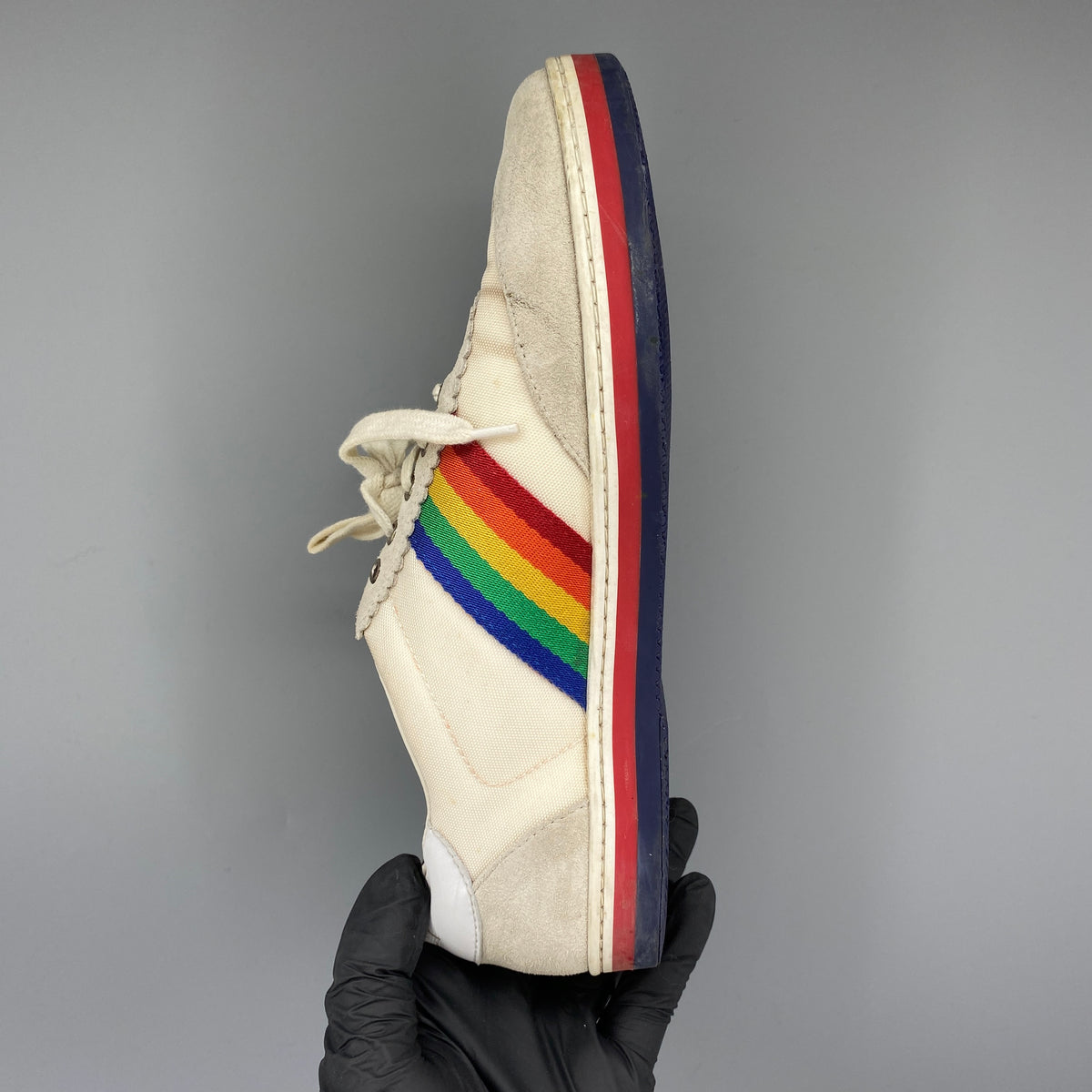 Gucci Rainbow Web Women Low‑Top Sneakers Size 37 cream