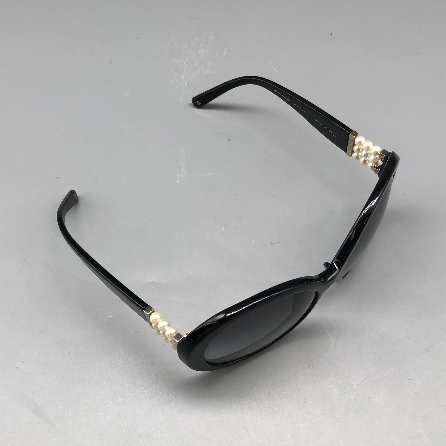 Chanel Round Pearl Detail Sunglasses Black