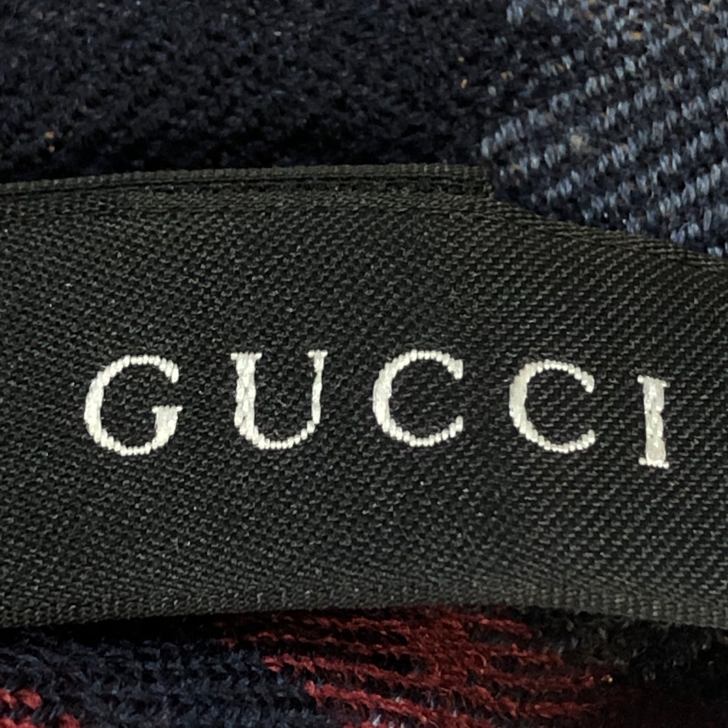 Gucci Navy Blue Plaid Wool Silk Large Square Scarf 130×130cm