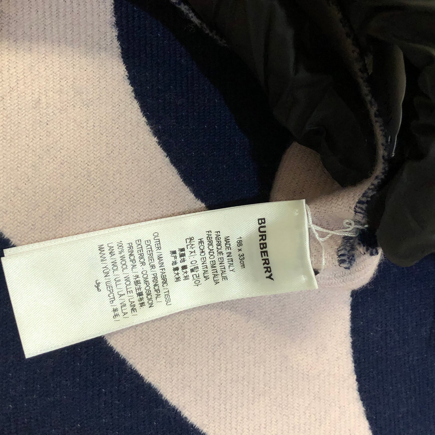Burberry Indigo Pink Two-Tone Large Letter Logo Fringe Wool Scarf 74*13 Inches