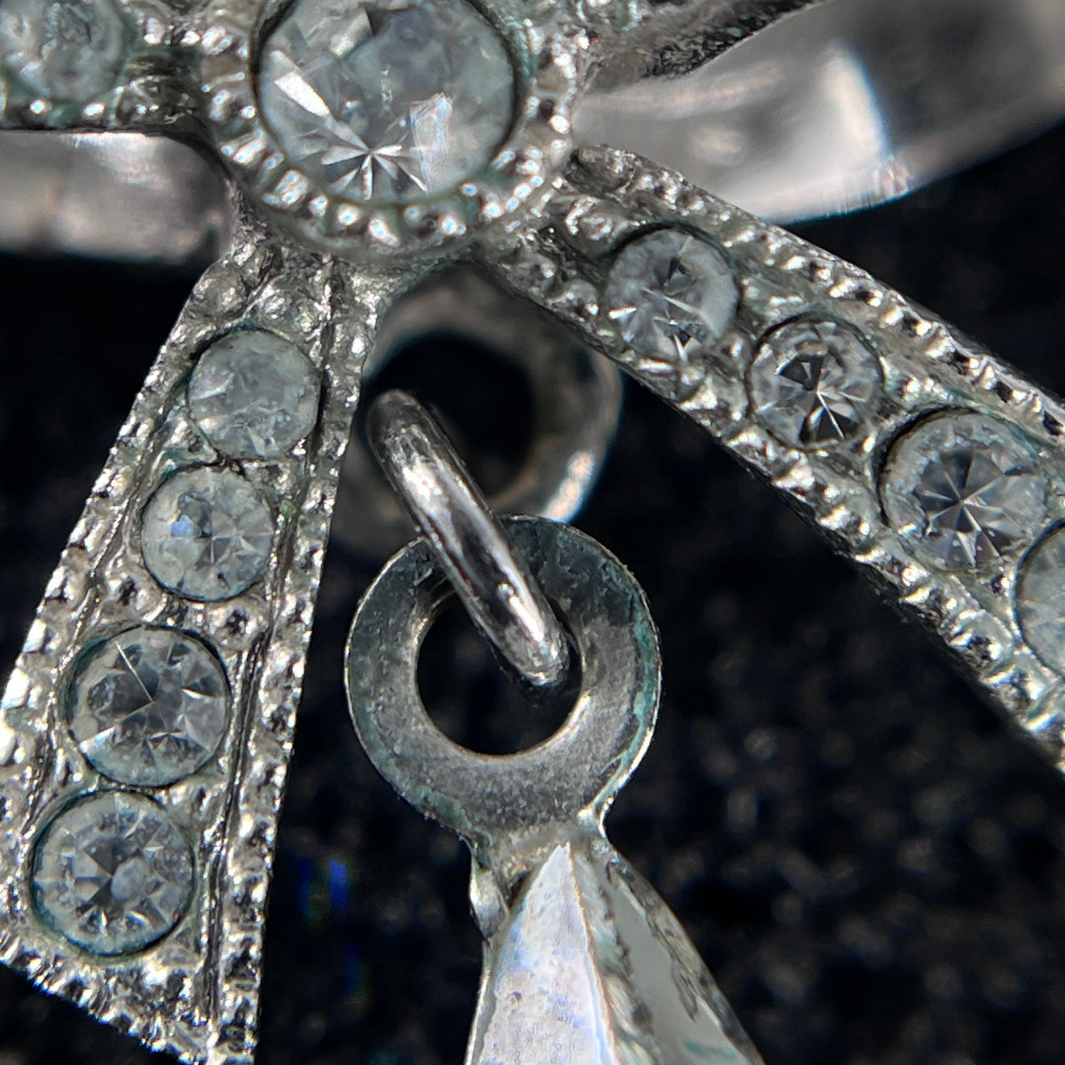 Christian Dior Silver Tone Crystal Hoop Earrings