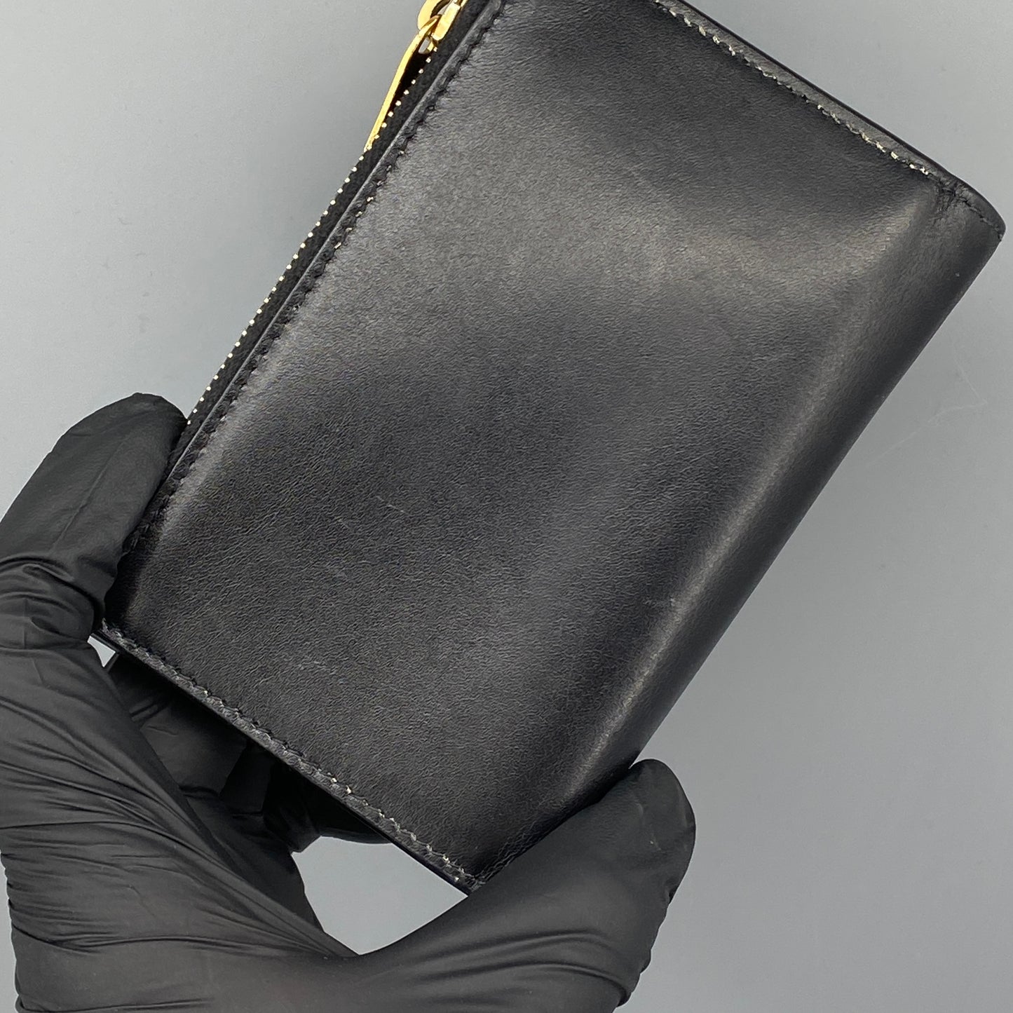 Saint Laurent Smooth Black Calfskin Bifold Wallet With Side Zipper