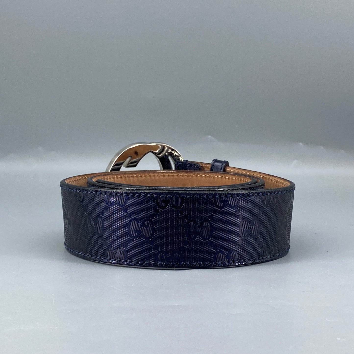 Gucci Dark Blue GG Supreme Belt 90cm