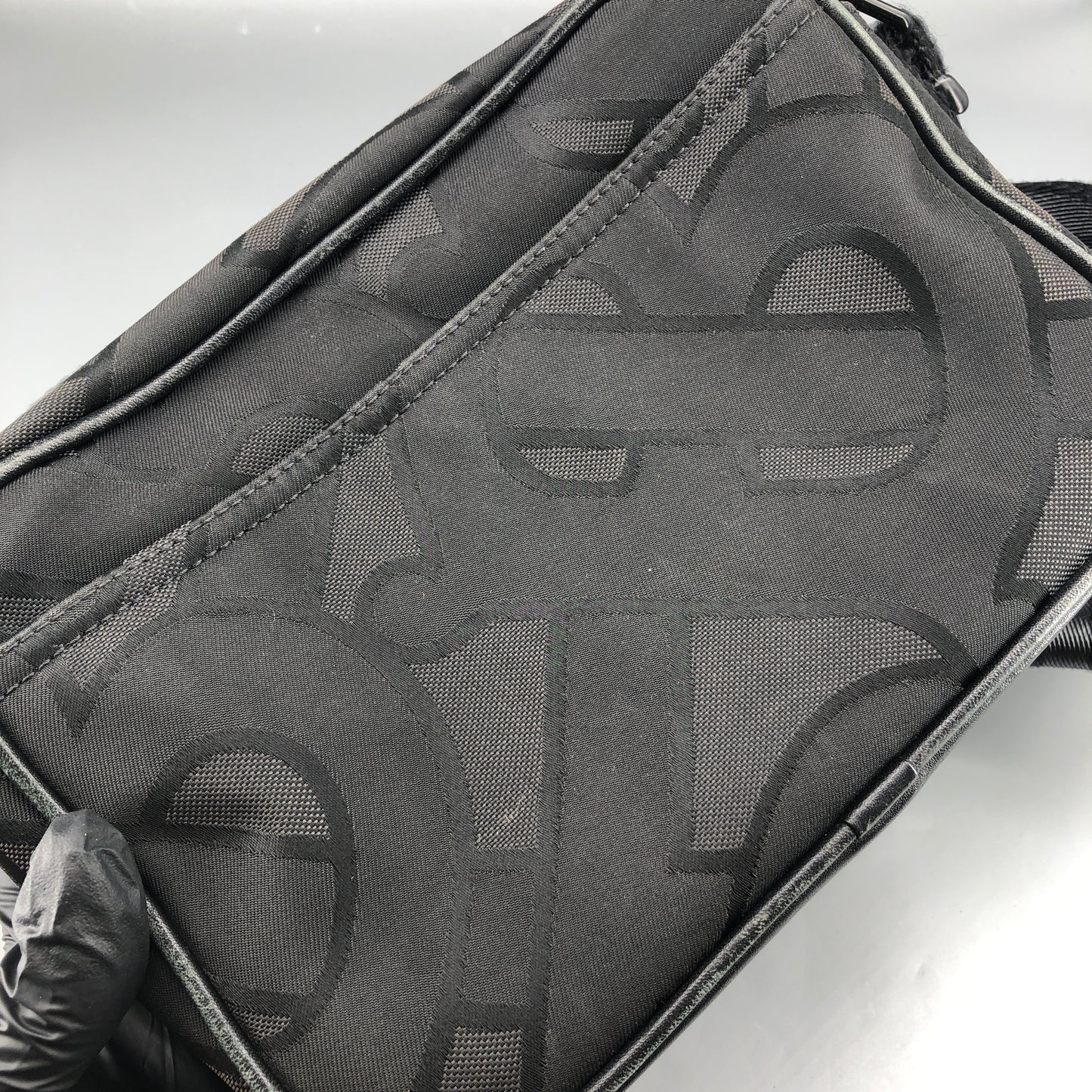 Burberry TB Monogram Canvas Crossbody Camera Bag Black