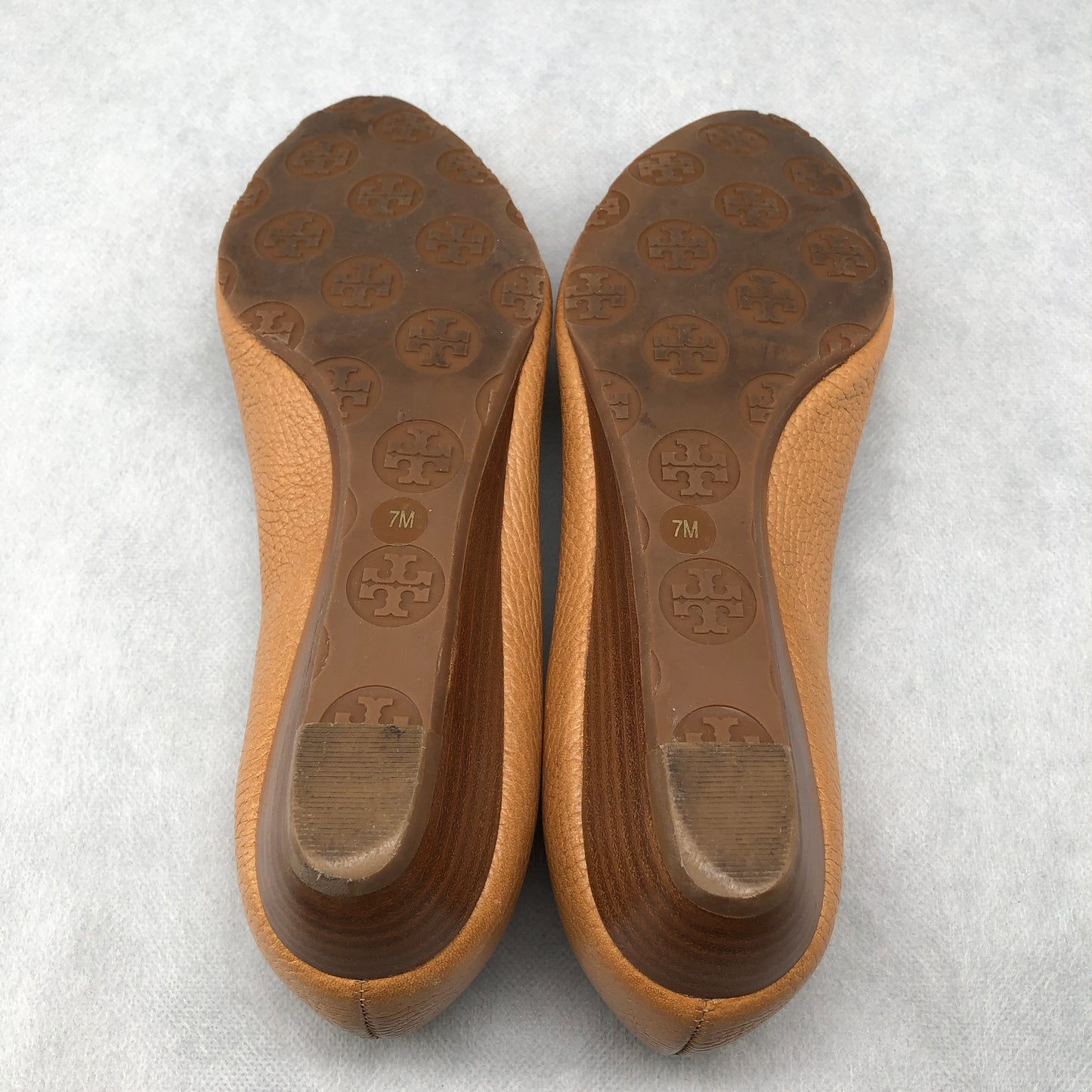 Tory Burch Tan Tumbled Leather Wedge Flats Size 7