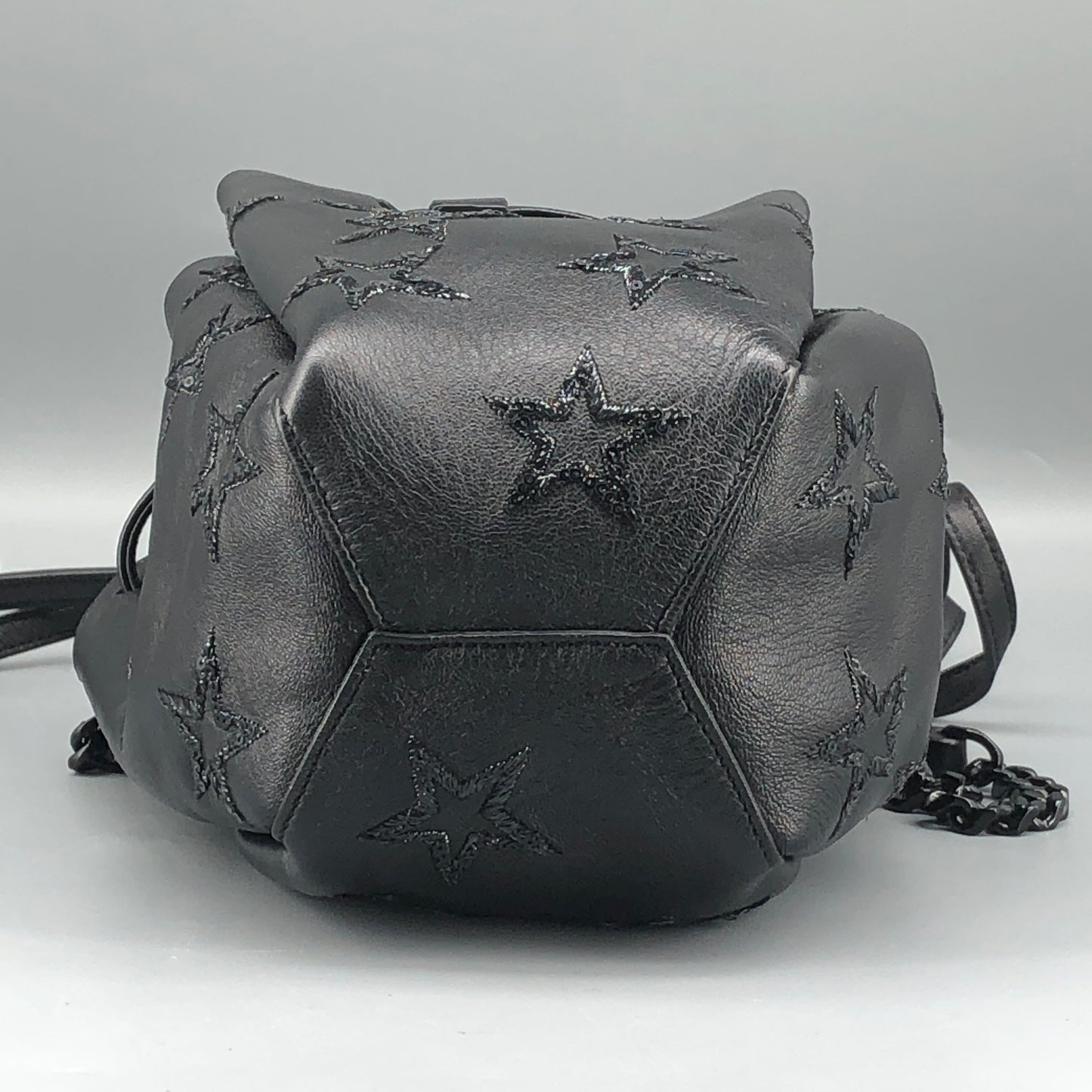 Saint Laurent Star Embossed Leather Mini Drawstring Bucket Bag Black