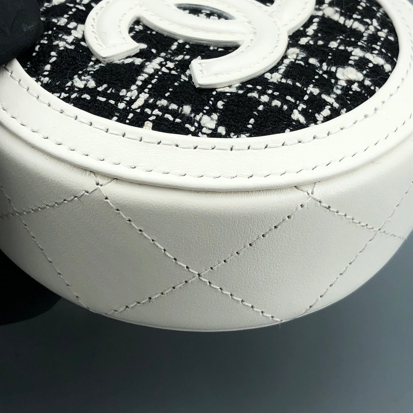 Chanel Tweed Round Mini Chain Coin Case Bag Charm