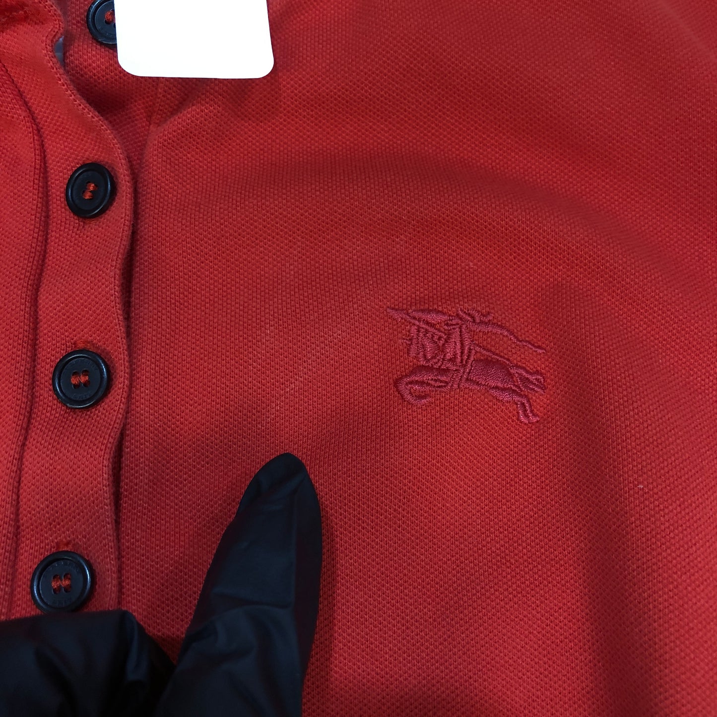 Burberry Red Ruffle Collar Puff Short Sleeve Polo Top Size S