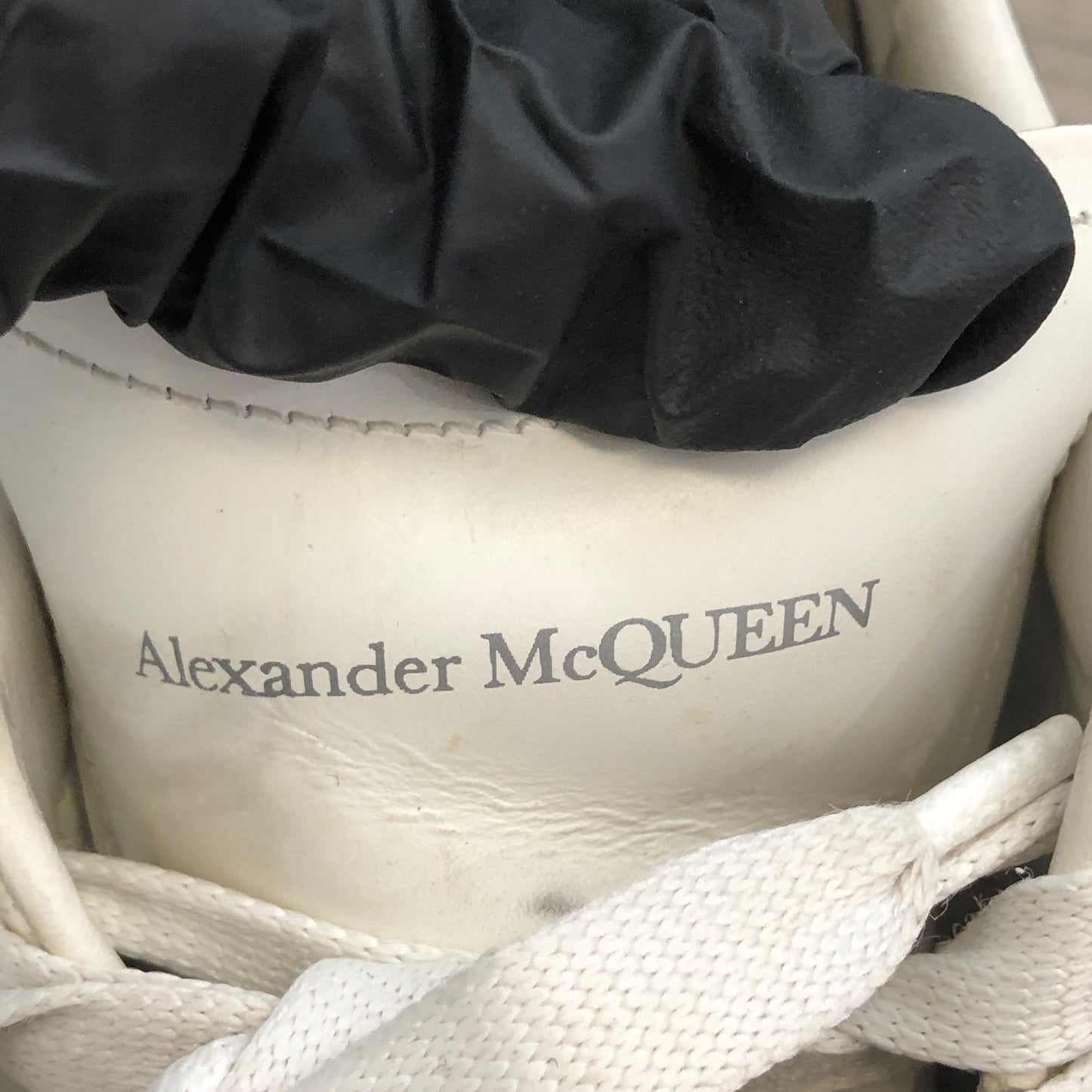 Alexander McQueen Women's Oversized Platform Leather Sneaker Shoes 37 White Metallic Pearl