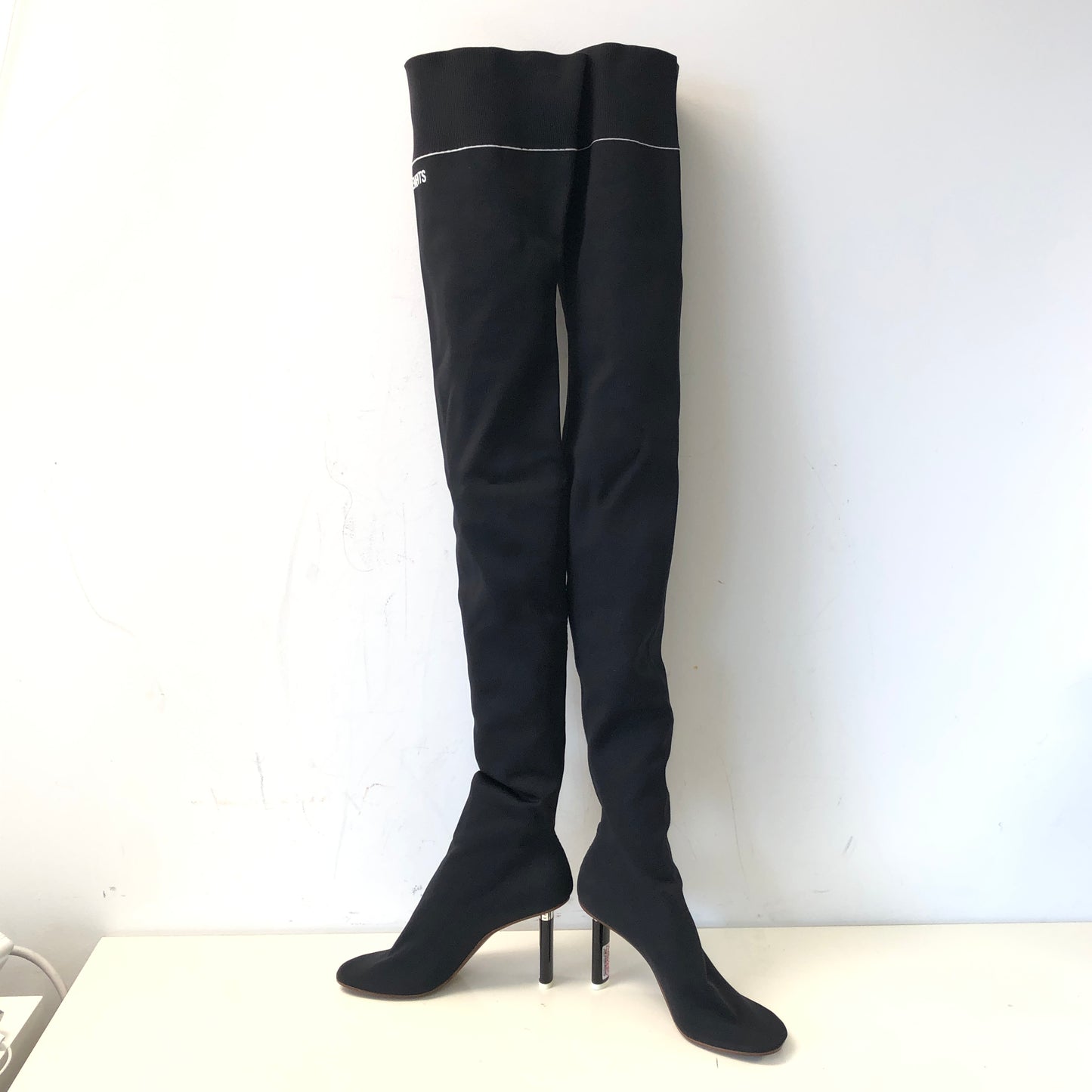 Vetements Black Over-the-Knee High Heel Boots Women's Shoes Size 38