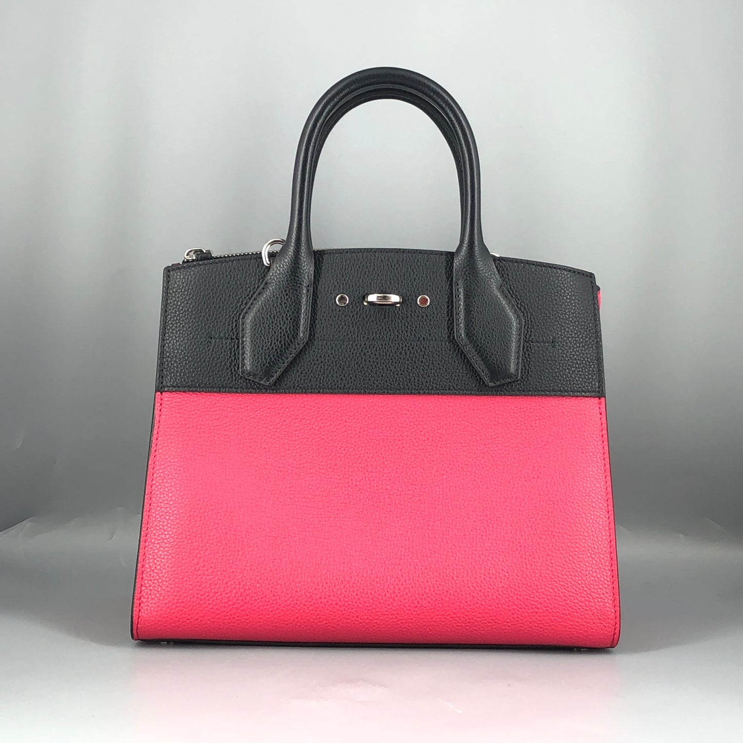 Louis Vuitton Taurillon City Steamer MM Two-Tone Taurillon Leather Handbag Hot Pink Black
