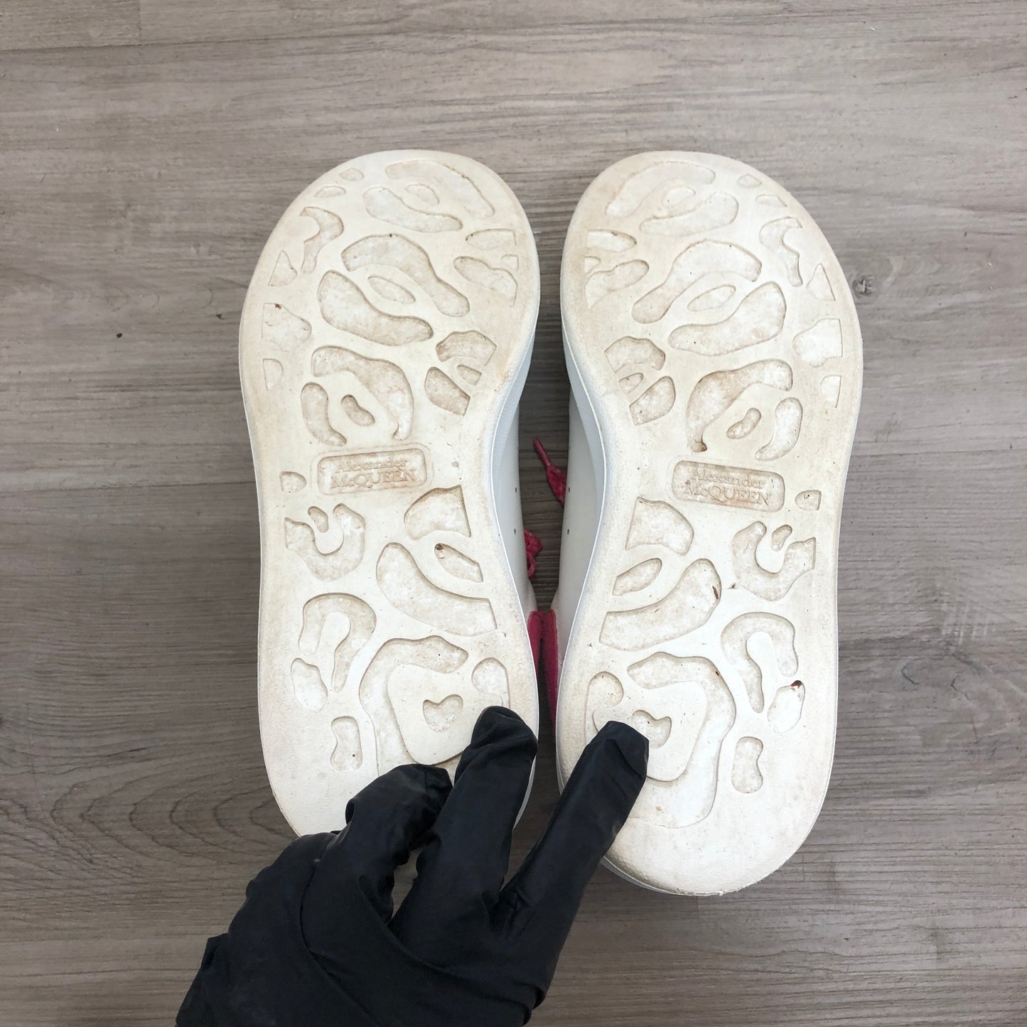 Alexander McQueen Women's Oversized Platform Leather Sneaker Shoes 37.5 White Pink