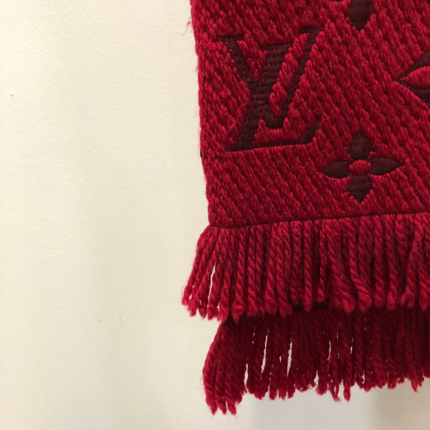 Louis Vuitton Red Monogram Wool Scarf 152*30 cm