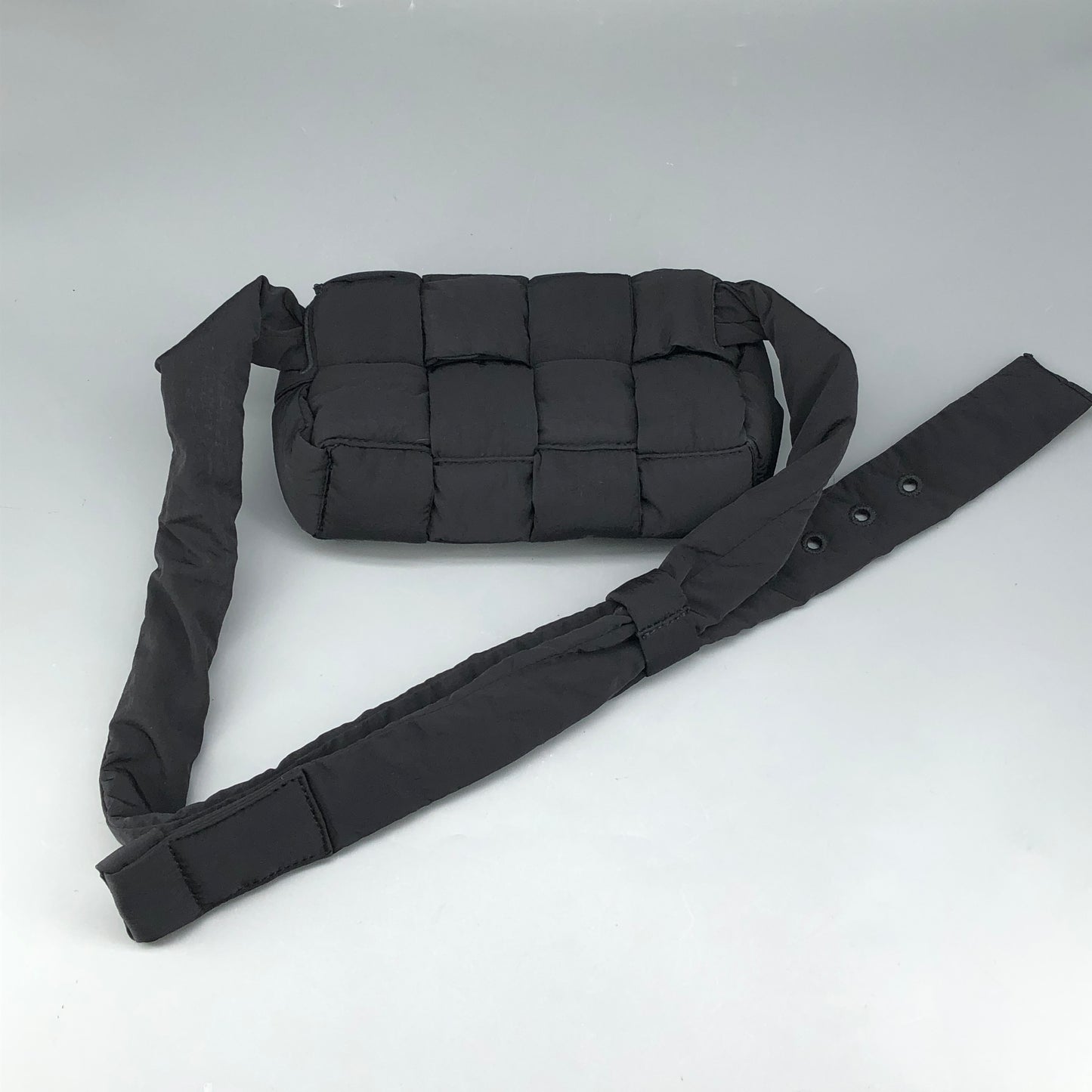 Bottega Veneta Intrecciato Padded Tech Cassette Mini Belt Bag Black