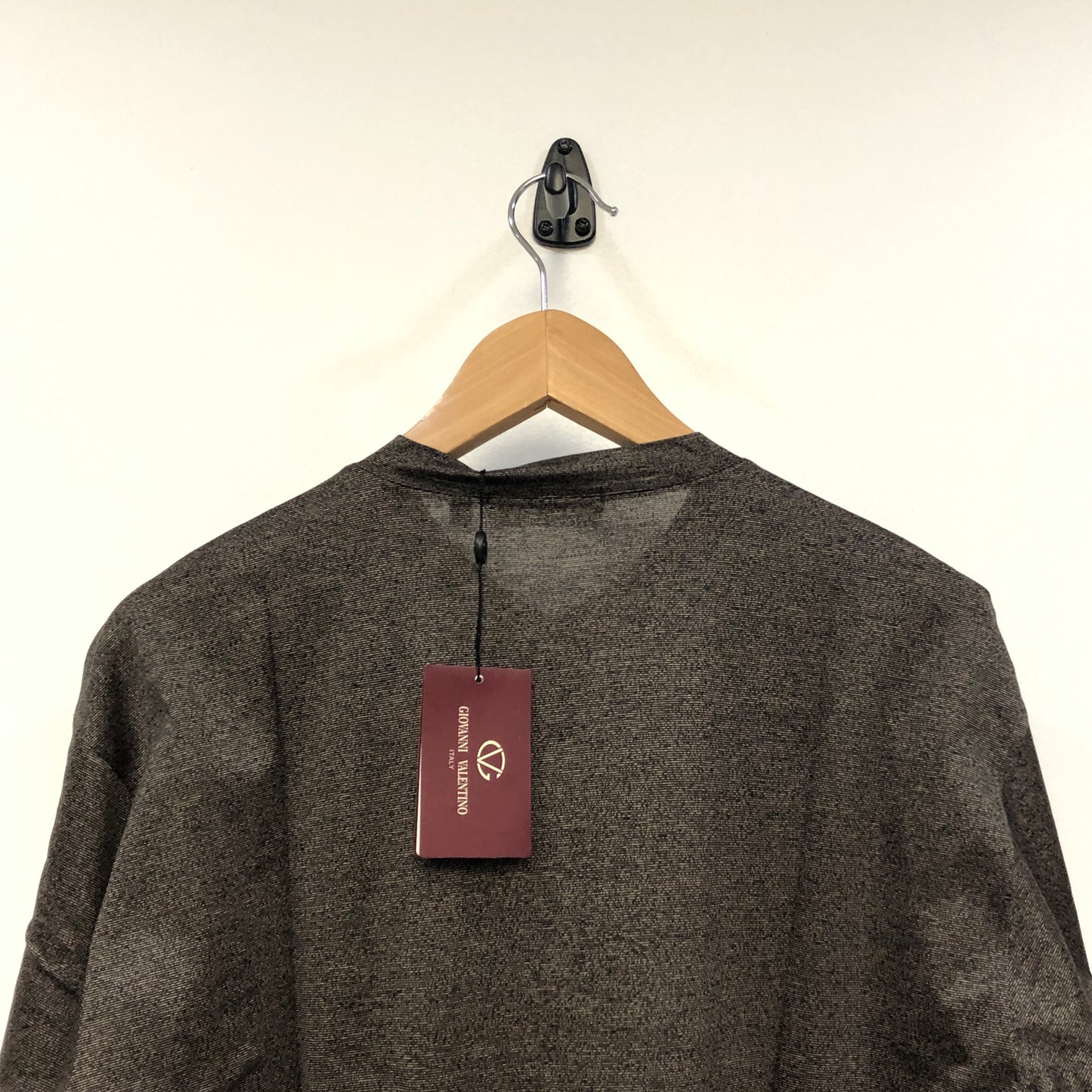 Giovanni Valentino Bark Brown V-neck Short Sleeve Knit T-shirt XL