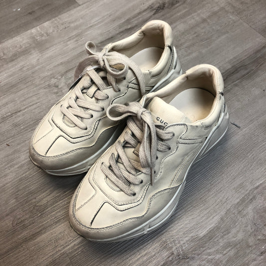 Gucci Women's Ivory Rhyton Distressed Sneakers Size 34.5