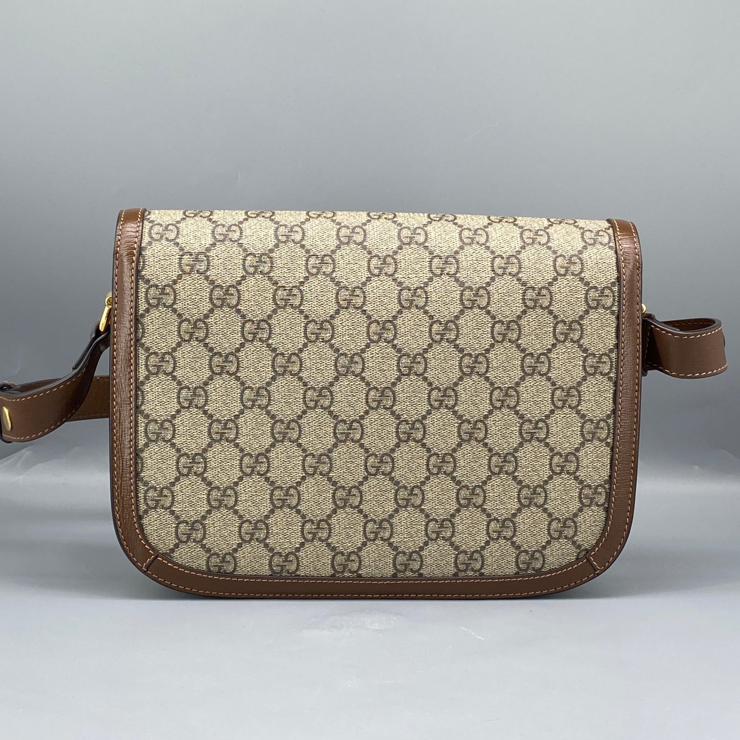 Gucci Beige & Caramel GG Supreme Horsebit 1955 Shoulder Crossbody Bag