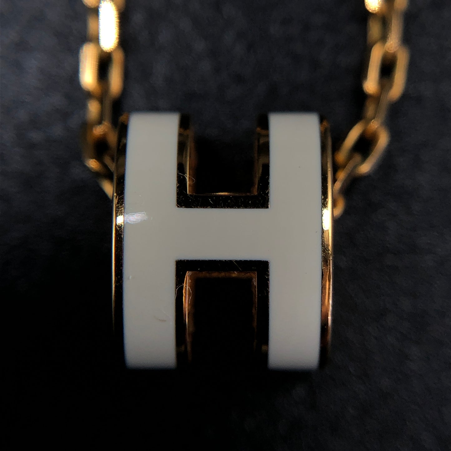 Hermes White H Pop Pendant Necklace