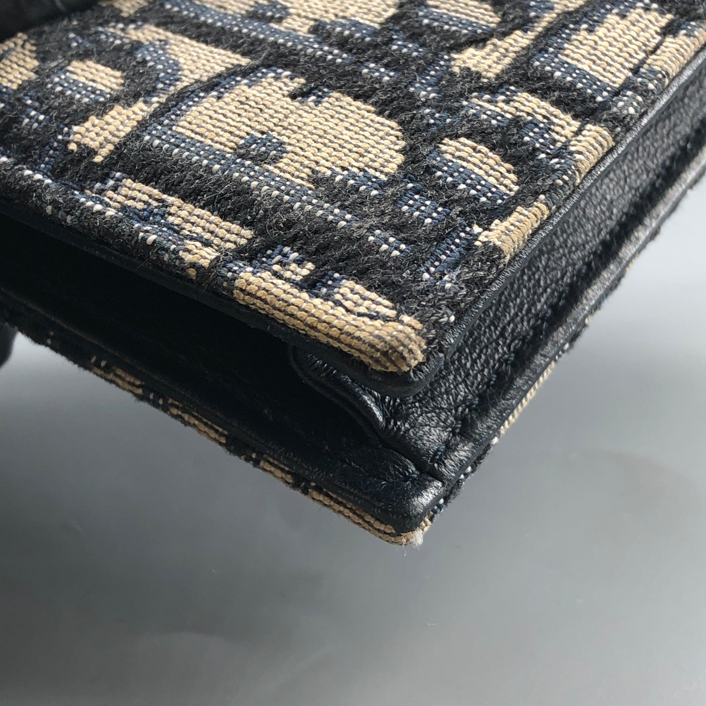 Christian Dior Oblique Saddle Wallet Navy/Beige