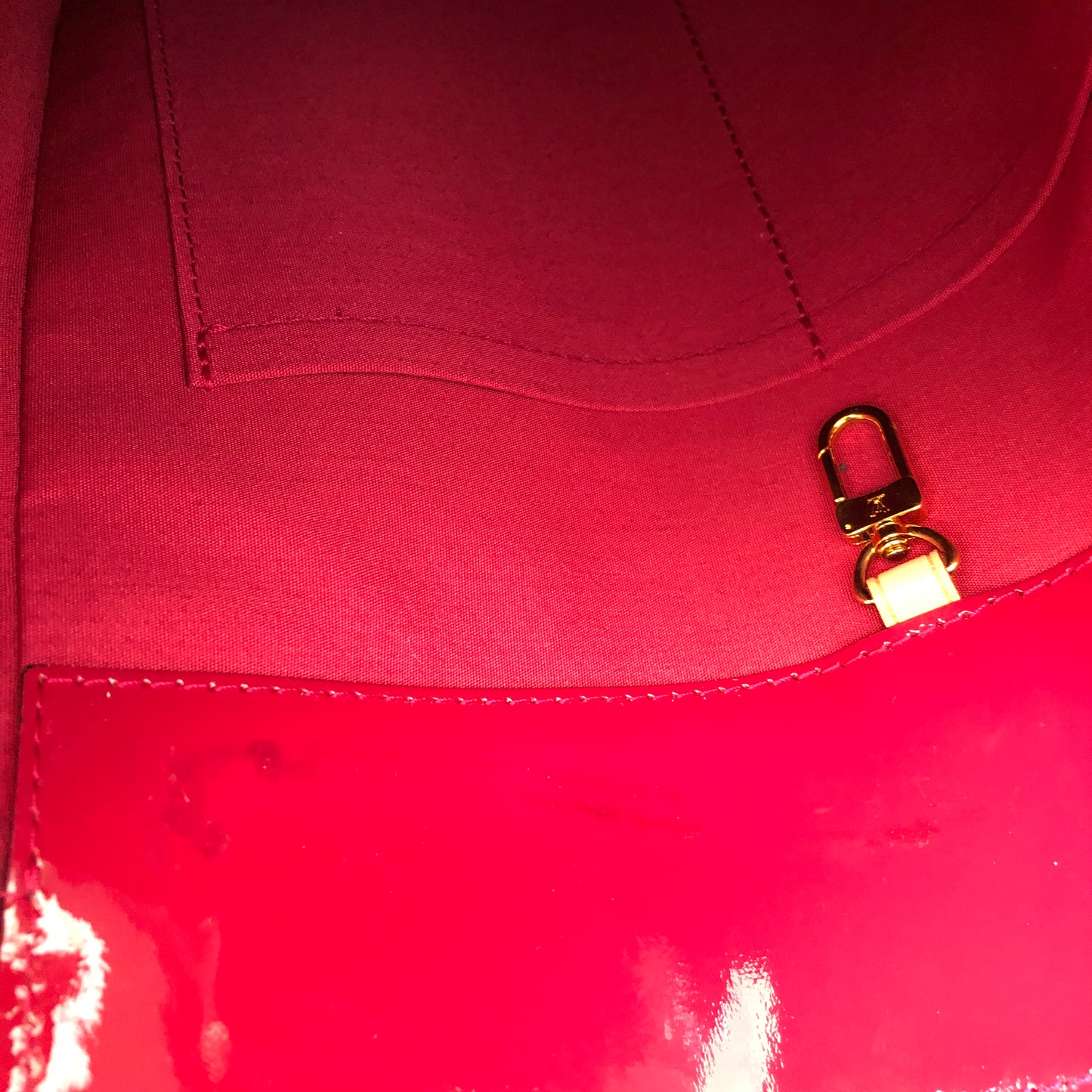 Louis Vuitton Vernis MM Vertical Tote Bag Hot Pink Monogram Patent Leather
