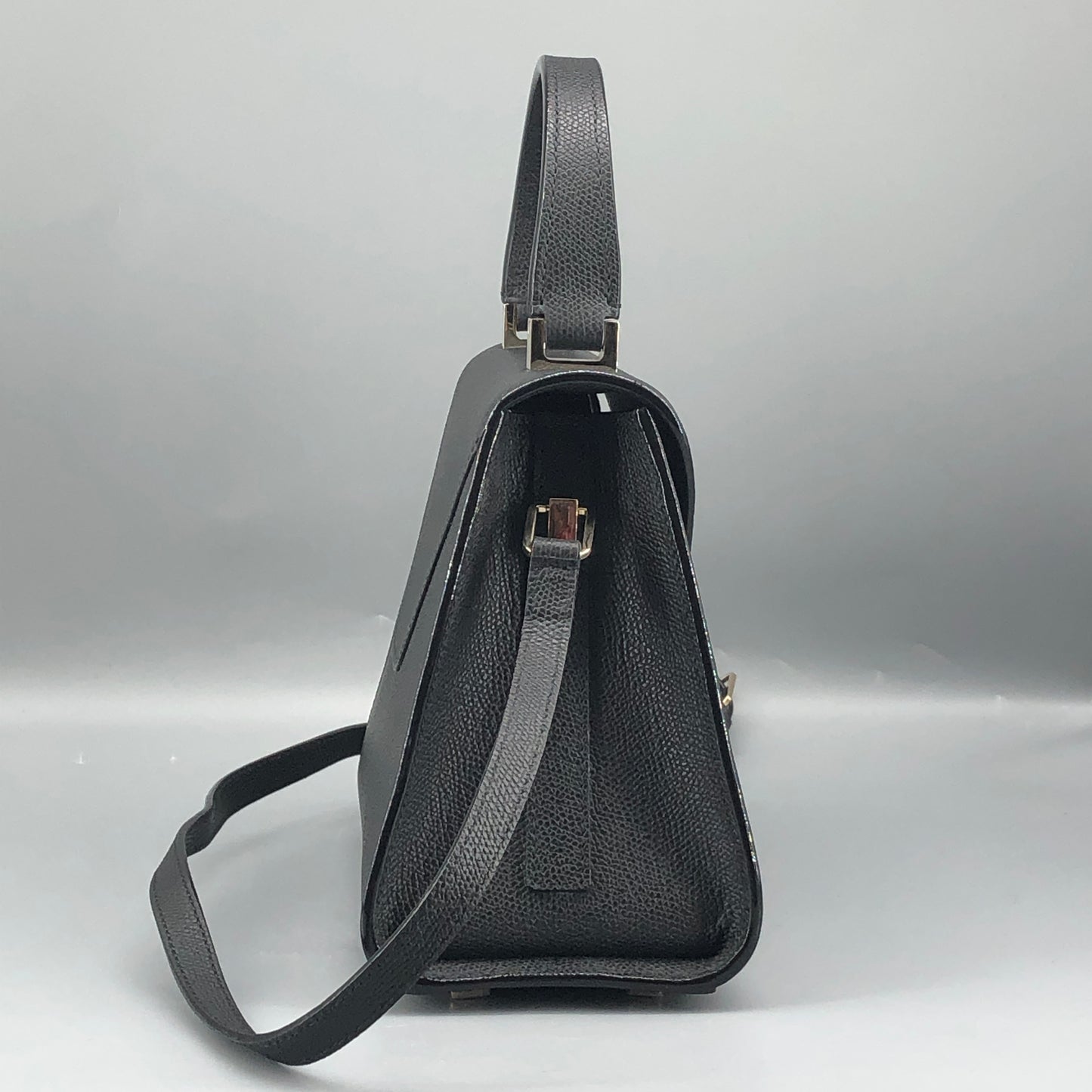 Valextra Iside Black Grained Calfskin Handbag