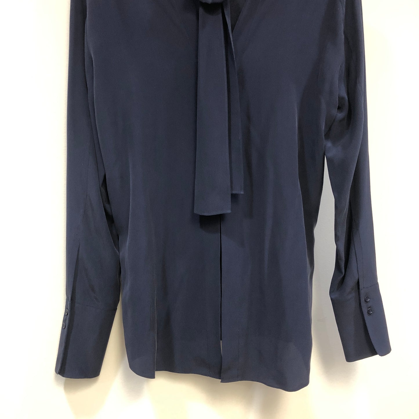 Cedric Charlier NWT Navy Blue Tie-Neck Blouse Size 38
