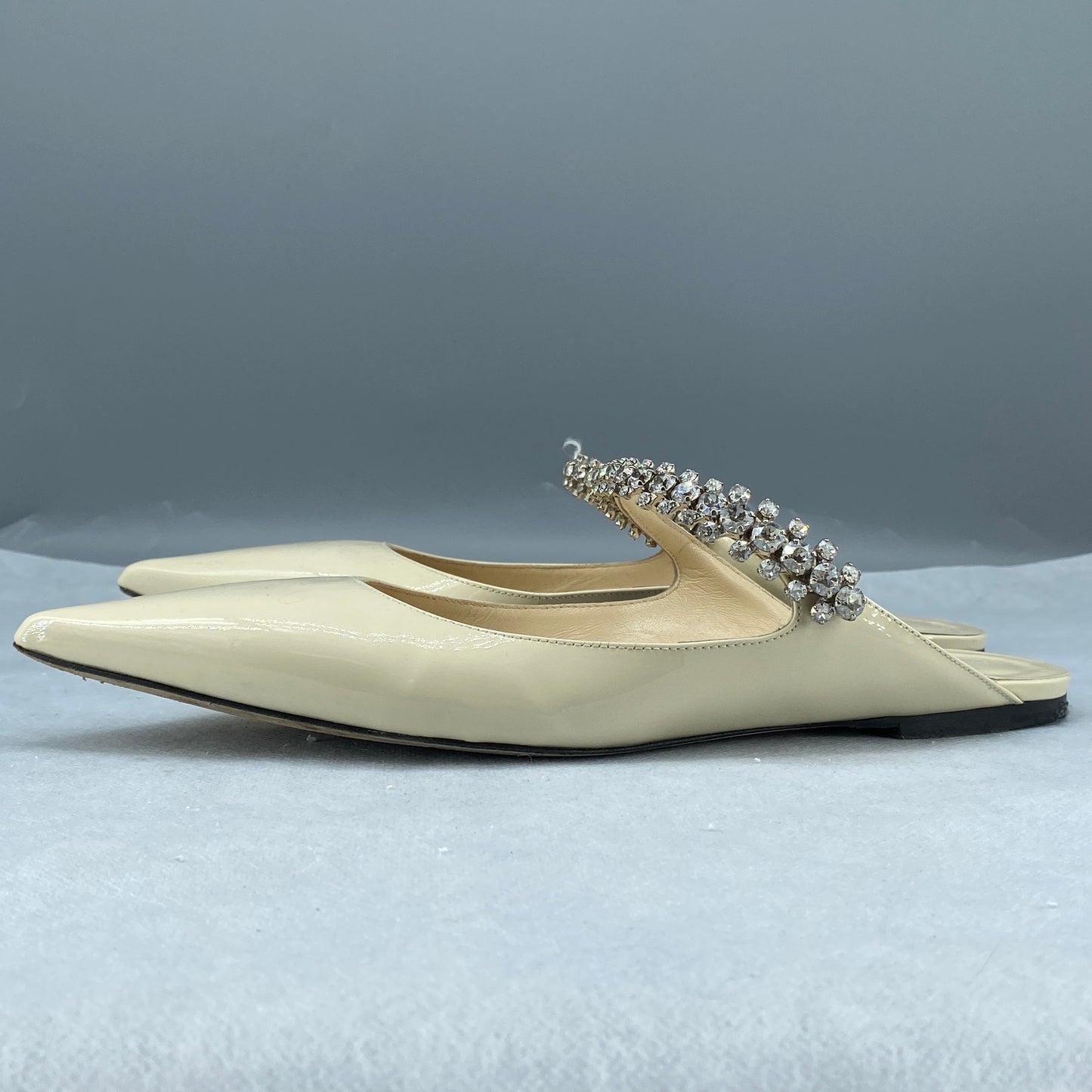 Jimmy Choo Women's Crystal Strap Patent Mules Size 41 Cream