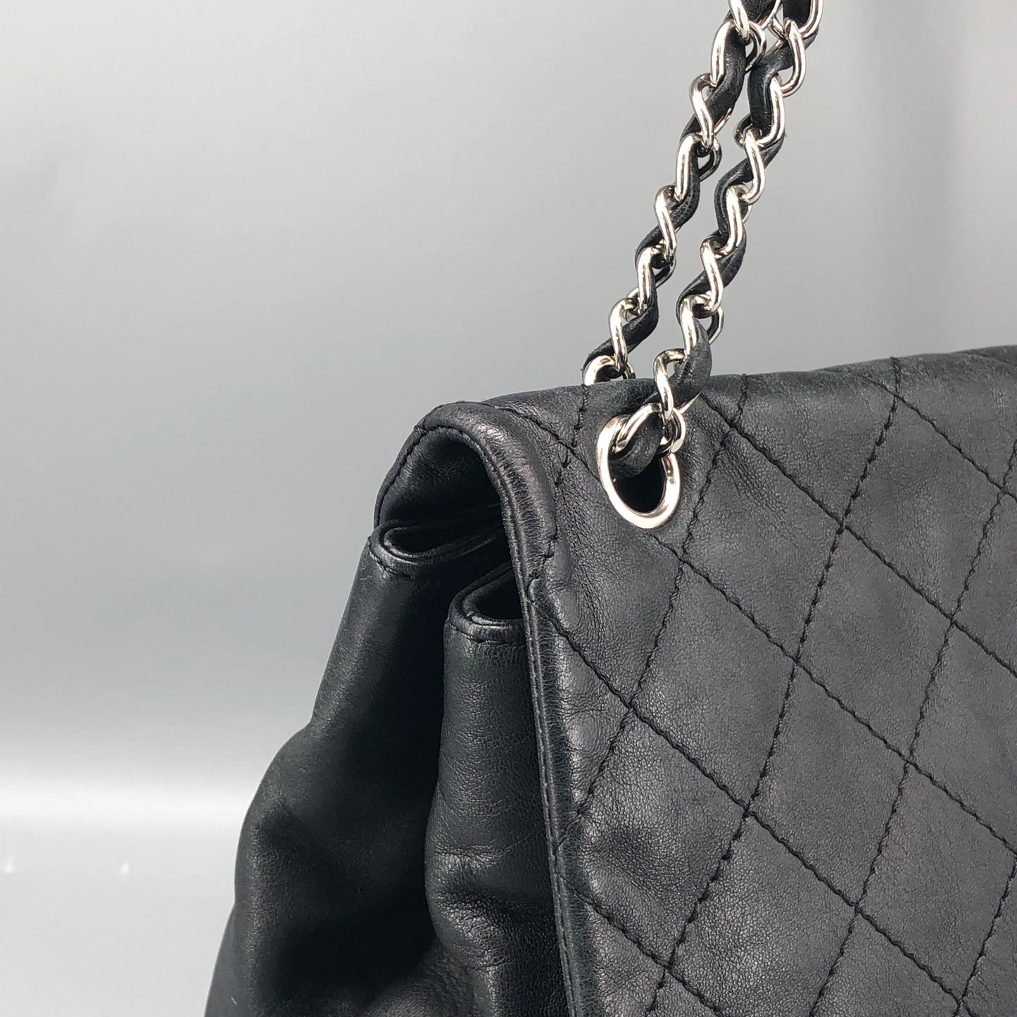 Chanel Lambskin Quilted Large Trianon Messenger Flap Black