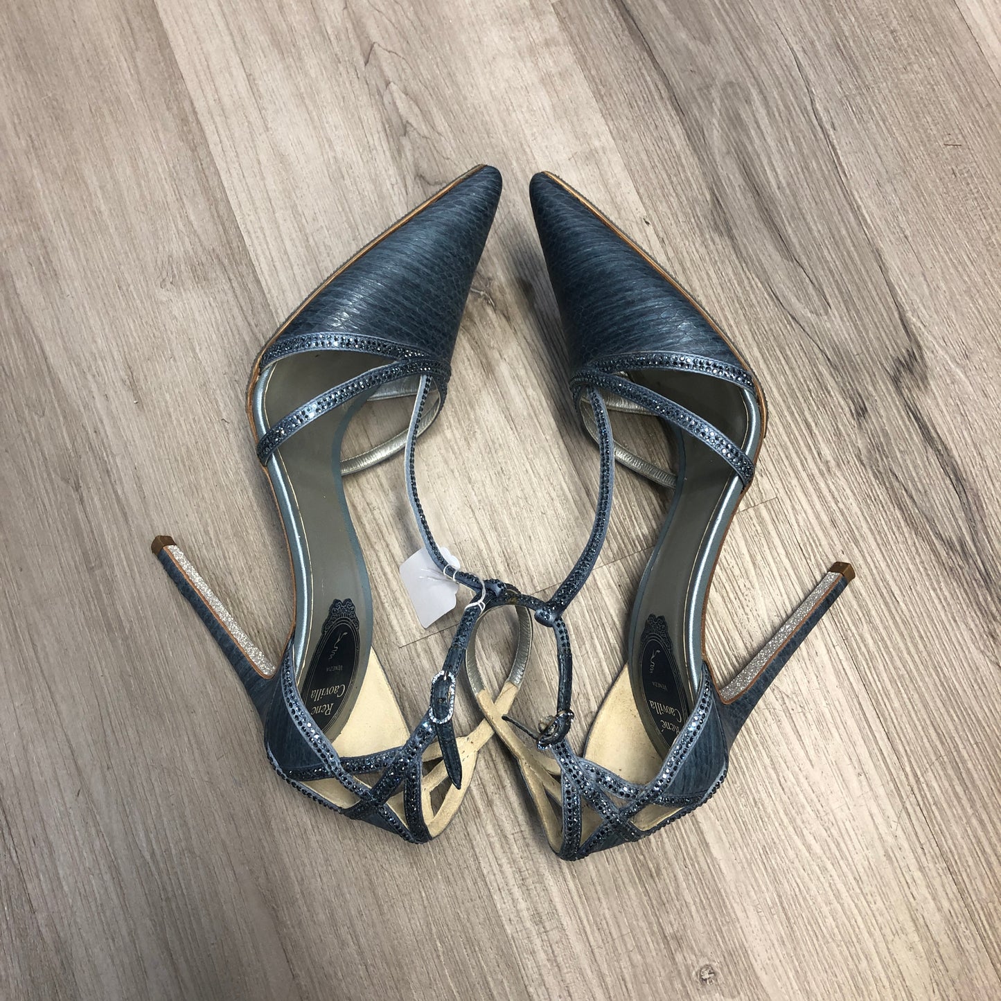 Rene Caovilla Crystal-Embellished Pointed Toe Heels 39.5 Blue