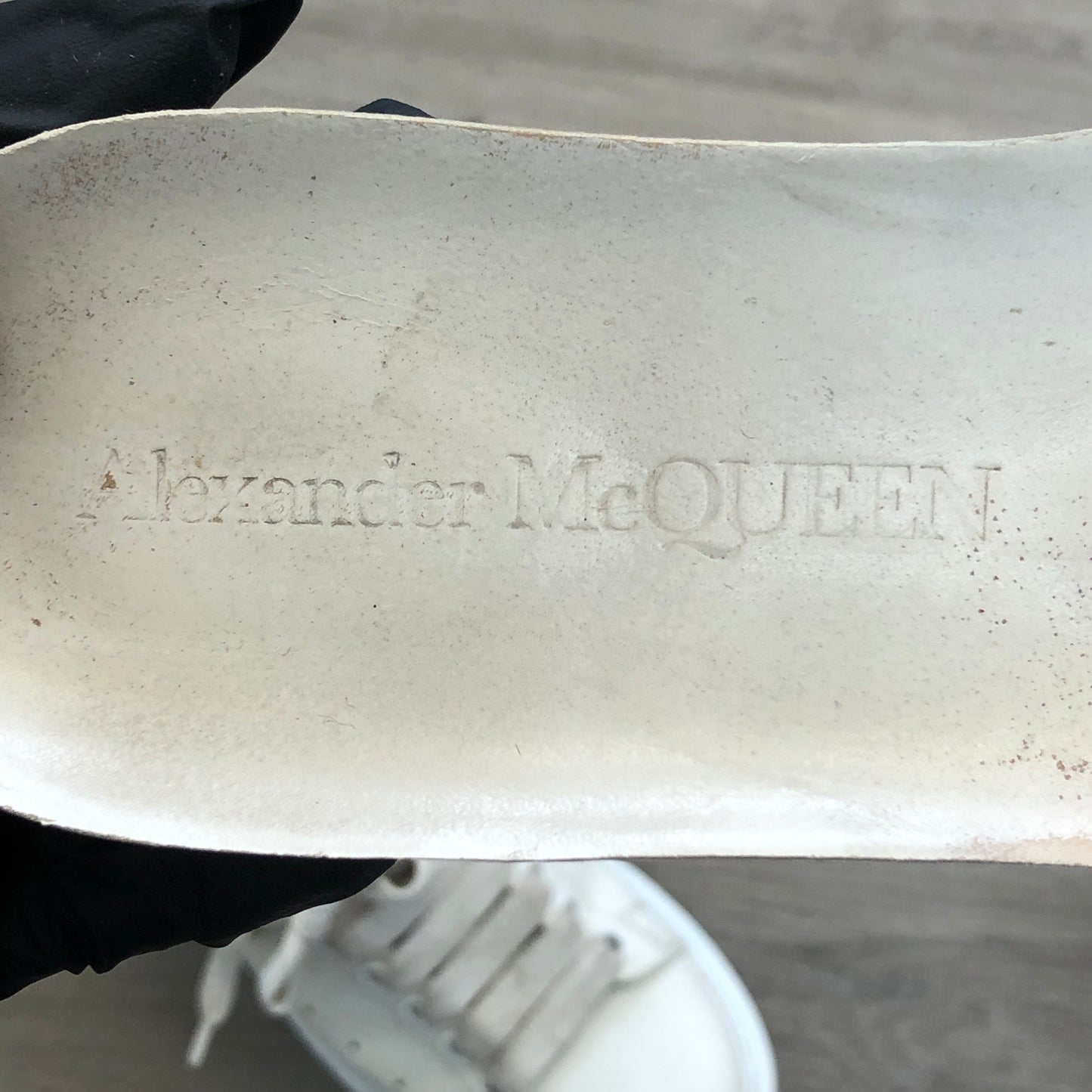 Alexander McQueen Women's Oversized Platform Leather Sneaker Shoes 37 White Metallic Pearl