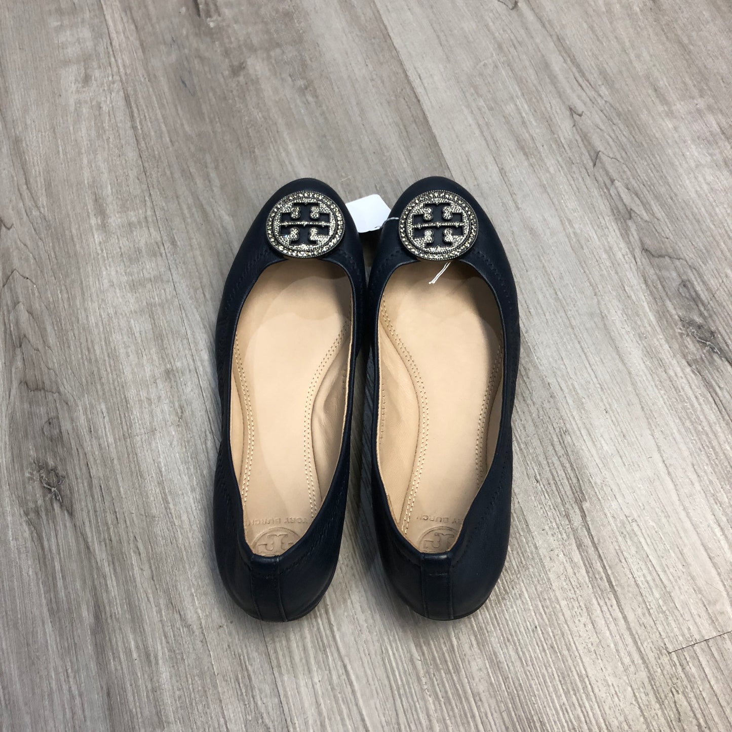 Tory Burch Reva Logo Ballet Flats 6M Navy Blue