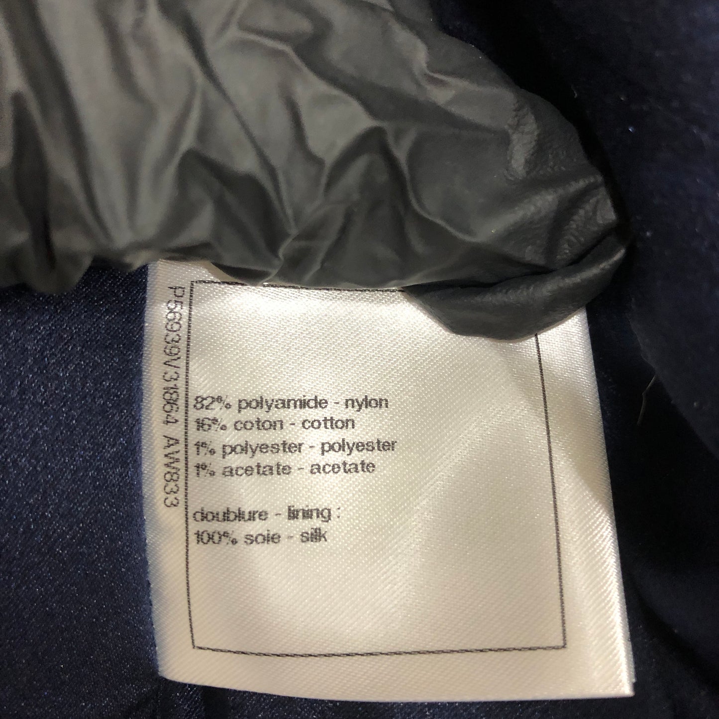 Chanel Tweed Coat Size 42 Navy Blue/White/Black/Grey/Silver