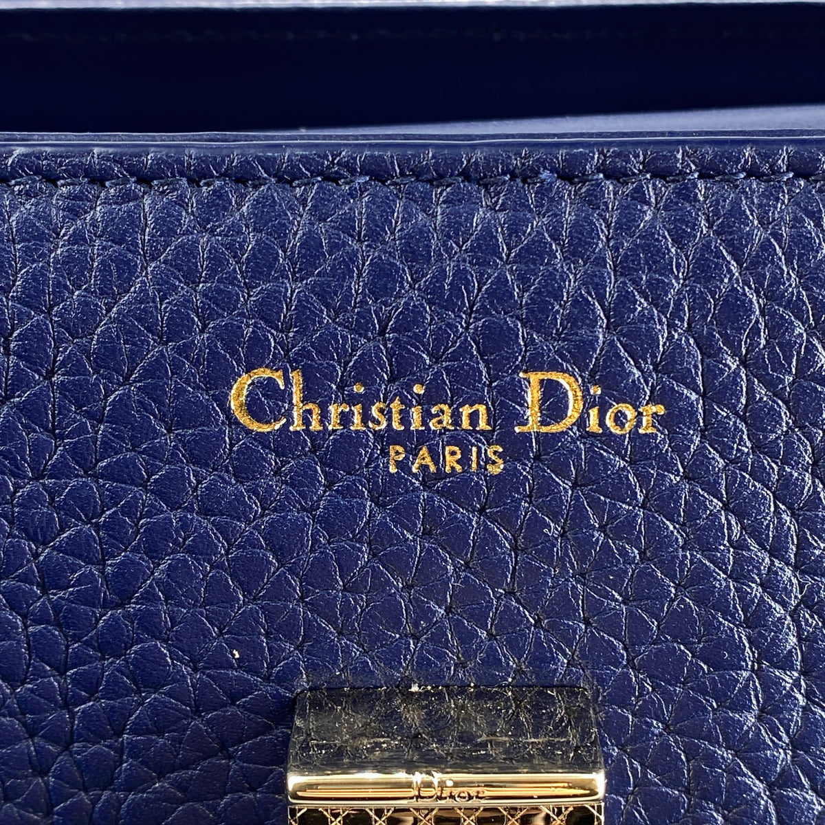 Christian Dior Diorever Navy Leather Top Handle Bag
